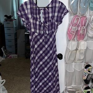 Free People Natalya Purple White Plaid Midi dress